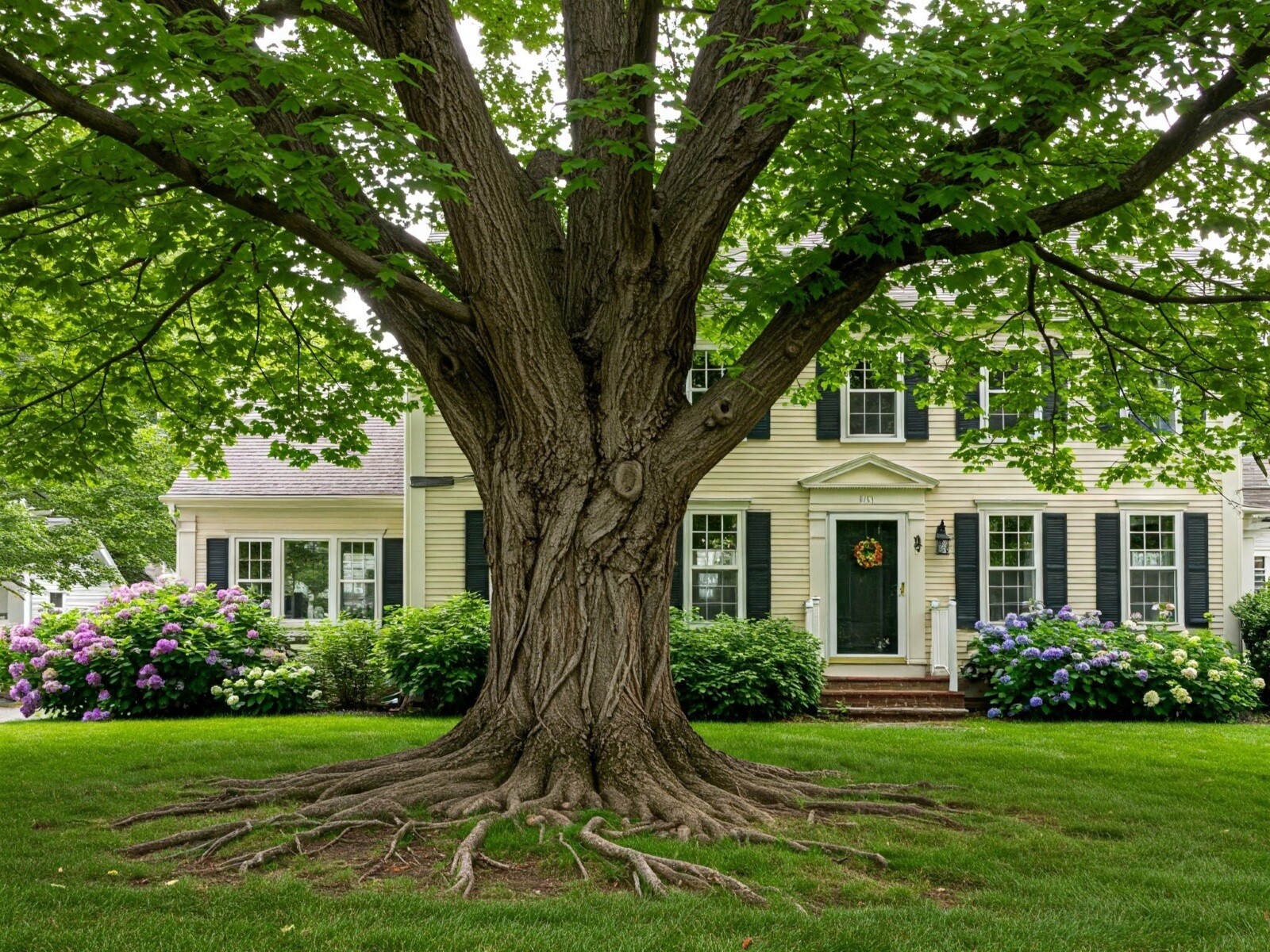 an unsightly yard due to tree surface roots