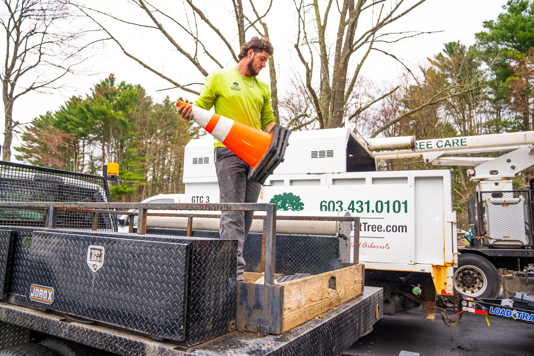 tree service crew safety cones